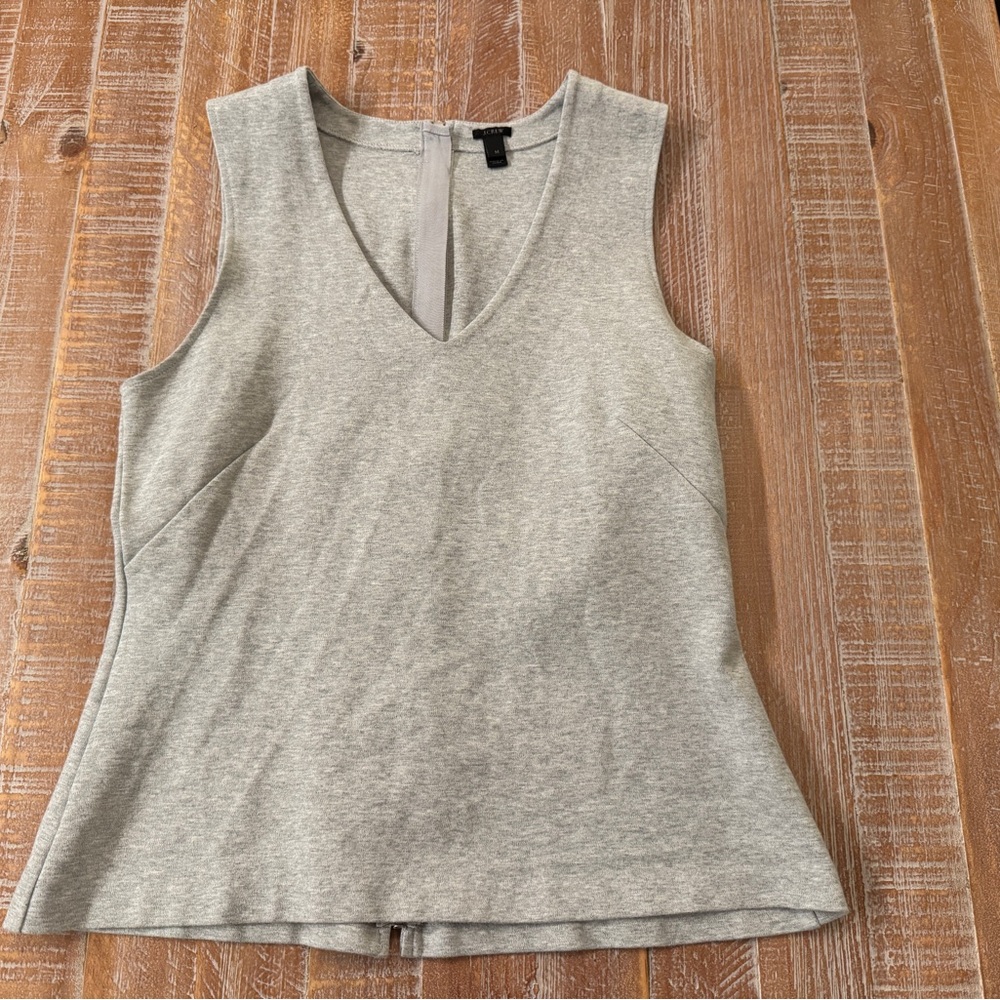 J.Crew Grey Sleeveless V-Neck Top with Back Zipper – Size Medium